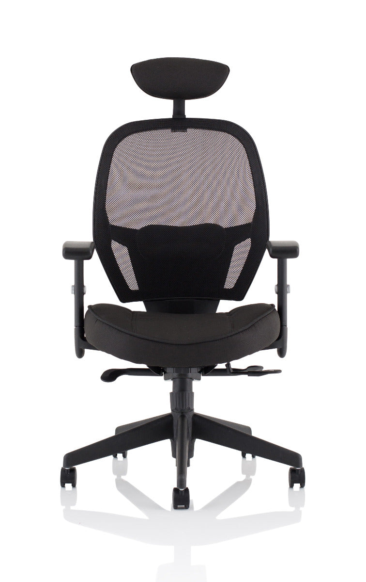 The Denver Black Mesh Back and Fabric Seat Office Chair - Optional Headrest
